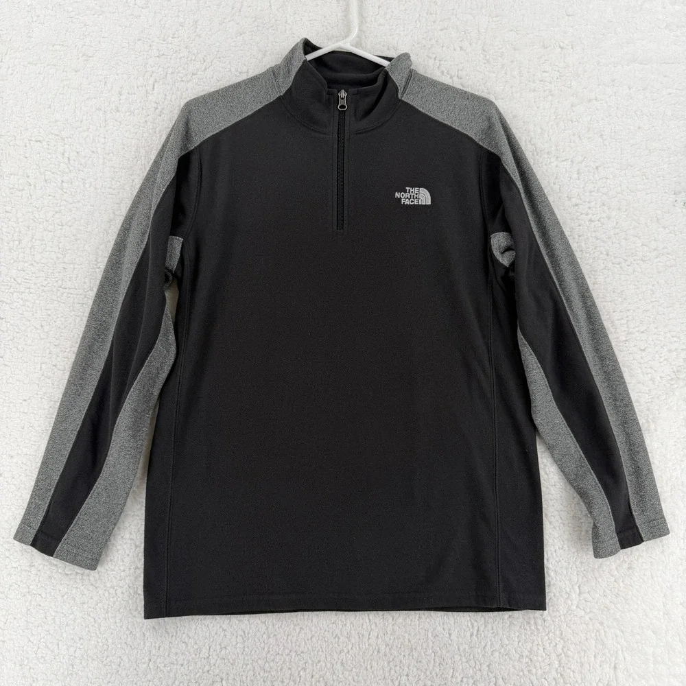 The North Face Jacket Boys XL Black Gray Fleece 1/4 Zip Pullover‎ Colorblock